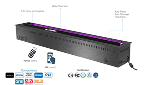 Chimenea Eléctrica Moderna al por Mayor de 14-22H, 750mm, Silenciosa, con Vapor, Integrada/Insertable, Control Remoto/App, Pantalla LED, Metálica, para Hotel - Product Image 6