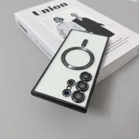 Casing Transparan Berlapis Untuk Samsung Galaxy S26 S25 S24 S22 S21 S23 Ultra Plus, Mendukung Pengisian Daya Nirkabel Magnetik, Bahan Silikon Lembut