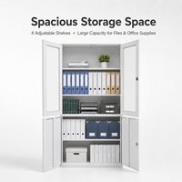 Armoire de classement en acier sécurisée et verrouillable, de qualité commerciale, avec 2 portes vitrées, pour l'école, la clinique, l'archivage et les fournitures