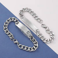 Bracelet chaîne cubaine en acier inoxydable 316L, gravure personnalisée, plaque vierge, tendance, réglable, unisexe, bijoux de couple