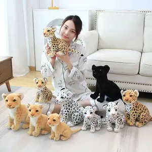 Atacado Lifelike Stuffed Animal Leopardo Brinquedos De Pelúcia Em Pé Snow Leopard Plush Toy Simulação Macio Animais Selvagens