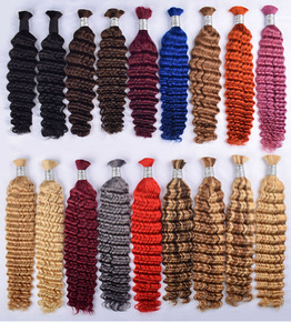 Extensions de cheveux indiens Remy à ondulations profondes, double trame, peuvent être permanentées et teintes, toutes les couleurs, emballage en vrac - Product Image 6