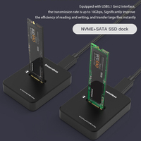 Base de Conexión de Doble Protocolo SATA NVME USB C para SSD, Estación de Acoplamiento de 10 Gbps USB 3.1 Gen2 M.2 NVME PCIE SATA NGFF