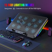 Refroidisseur d'ordinateur portable portable 12 ventilateur de refroidissement silencieux 2 ports USB écran LED support de coussin de refroidissement pour ordinateur portable de jeu rvb