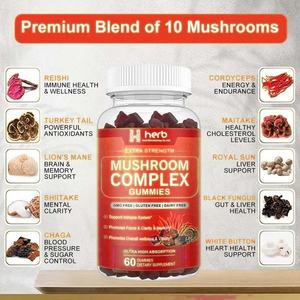 Gummies aux champignons en marque privée OEM/ODM, complexe de 10 champignons pour la concentration, le cerveau et la mémoire - Product Image 3