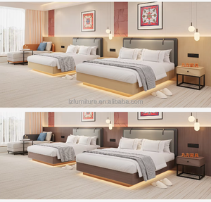 Custom Modern Luxury <b>Single</b> Double Queen King <b>Beds</b> by Professional Manufacturer Wood Panel for Hotel Bedroom <b>Sets</b> - Product Image 5