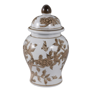 Vaso decorativo in stile chinoiserie con coperchio, vaso ornamentale in ceramica per soggiorno, ufficio, decorazione elegante per la casa - Product Image 3