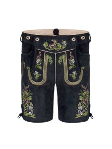 Lederhosen Short en cuir souple de qualité supérieure pour homme en daim noir élégant Tenue traditionnelle bavaroise brodée sur mesure grande taille - Product Image 2