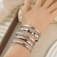 Bracelet manchette tendance pour femme en acier inoxydable plaqué or 24 carats, sans nickel, sans plomb, de haute qualité, bijoux de mode