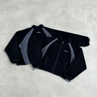 Veste en polaire Sherpa à panneaux contrastants avec logo personnalisé, col montant zippé, coupe courte, ourlet à cordon, streetwear pour hommes
