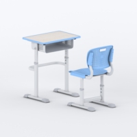 Ensemble de mobilier scolaire moderne et durable en métal pour salle de classe, comprenant un bureau et une chaise individuels pour étudiants, idéal pour la maison et le bureau.