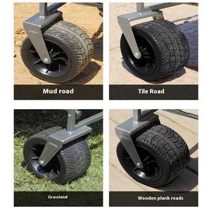 カスタマイズ可能なステンレス鋼屋外折りたたみ式キャンプカートポータブル手引きピクニックトロリーOEMサポート折りたたみワゴン付き - Product Image 3