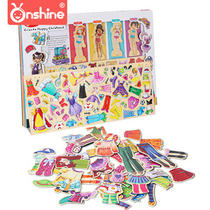 Jeu de poupées magnétiques mignonnes en bois pour filles, pour enfants de 4 à 6 ans, avec vêtements et accessoires. - Product Image 5