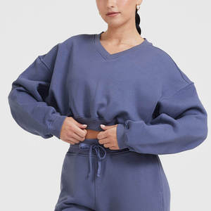 Sudadera Corta de Manga Larga con Logotipo Personalizado, Sudadera de Invierno para Mujer, Sudadera Holgada de Forro Polar - Product Image 4
