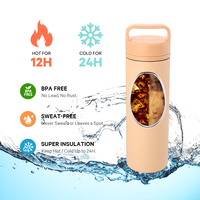 Bouteille d'eau isotherme en acier inoxydable de 600 ml (20 oz) avec logo personnalisé, infuseur à fruits, couvercle à poignée et paille, anti-fuite