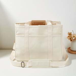 South Korea Style Large Capacity Multi-Compartment <b>Canvas</b> Handheld Lunch <b>Box</b> Bag Versatile Solid Color Cross-body Bento Bag - Product Image 3