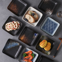 Assiettes carrées en céramique japonaise pour restaurants, différentes couleurs, forme carrée, vaisselle en grès pour sushis
