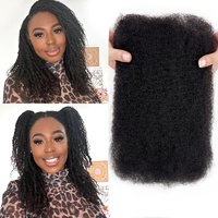 Extensions de tresses afro crépues 100 % cheveux humains, 18 pouces, 50g, brésiliennes brutes, douces, naturelles, à micro-liens, toutes couleurs
