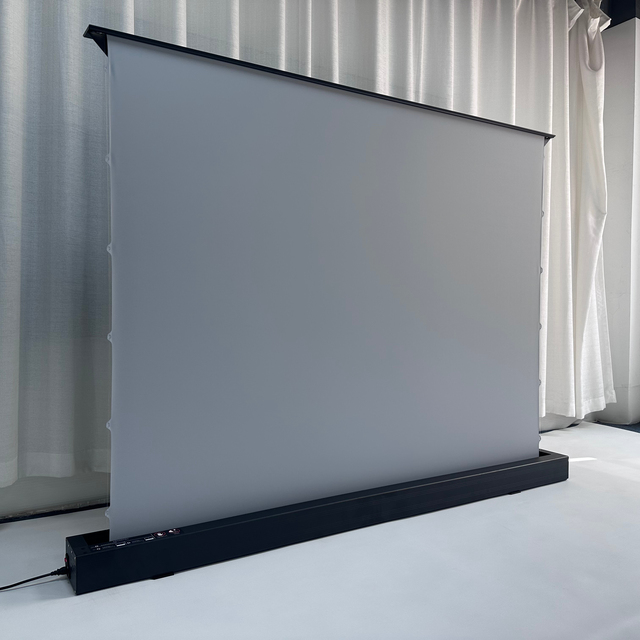 New Design Soft Matte Grey Electric Floor Rising Projection Screen Home Preferred Motorized Projector Screen for Long Projector