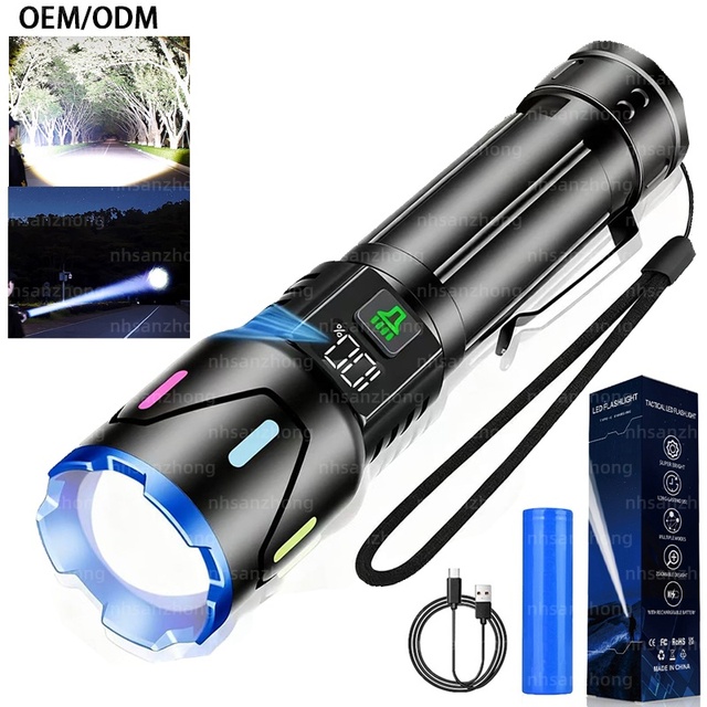 20W White Laser High Powerful Flood Spot Light Zoomable Daily Life Waterproof USB-C Charging Power Bank Emergency Flashlight