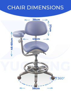 Tabouret ergonomique pour médecins, dentistes, infirmières, assistants, avec accoudoir rotatif à 360°, hauteur réglable, cuir PU et microfibre - Product Image 2