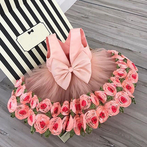 All'ingrosso dolce neonata compleanno <span class=keywords><strong>abiti</strong></span> in pizzo abbigliamento nuovo Design bambini abito da festa di nozze con grande fiocco - Product Image 4