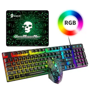 Semi mechanischer Tastatur-und Maus-Combos-Gamer mit RGB-Hintergrund beleuchtung und 26 Tasten ohne Konflikt gegen Ghost ing mit kostenlosem Mauspad verkabelt