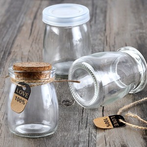 Rỗng vòng rộng miệng <span class=keywords><strong>mini</strong></span> sữa chua lon bán buôn container thực phẩm Glass Pudding Jar với nút chai Bìa - Product Image 2