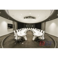 Table de conférence de luxe de grande taille en surface solide, forme ovale, plateau en marbre, table de conférence pour 10 personnes, mobilier de bureau, table de réunion