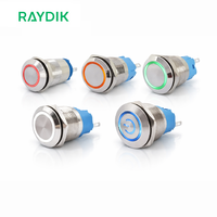 Bouton poussoir halo en acier inoxydable éclairé par LED, étanche IP65, à verrouillage, 19 mm 22 mm, pour machines industrielles