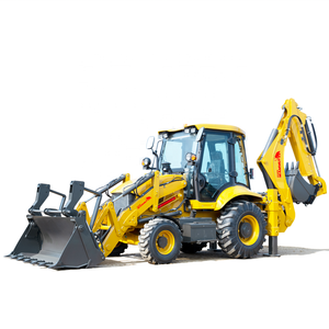 Backhoe Wheel Loader Eougem GEM388 2500Kg Peralatan Penggalian Traktor Backhoe Loader dengan Front Loader Backhoe Penggali