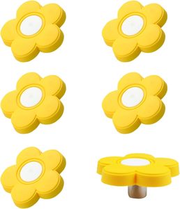 4 pièces jaune fleur forme caoutchouc souple dessin animé <span class=keywords><strong>porte</strong></span> fenêtre poignées enfants chambre placard armoire tiroir tire <span class=keywords><strong>vis</strong></span> - Product Image 6