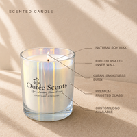 Bougie parfumée moderne de luxe en cire de soja faite à la main avec gobelet en verre électroplaqué perlé, parfum personnalisé, cadeau pour les commandes en gros