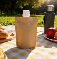 Pochette à bec verseur en papier kraft personnalisée, recyclable, écologique, pour jus frais, boissons, boissons aux fruits, liquides avec bec verseur