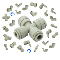 Sambungan Tipe Push-in Bentuk Silang 1/4 3/8 untuk Peralatan Pembuatan Bir, Fitting Pipa untuk Pemurni Air, Aksesoris