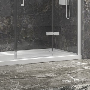 Kamalu KT6000B Box Doccia Moderno 150cm con Porta a Battente, 2 Pannelli Fissi, Vetro 8mm, Telaio in Alluminio Senza Cornice, Bianco per Bagno - Product Image 5