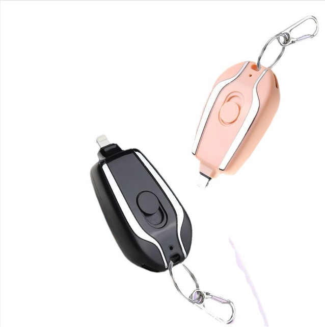 Portable 1200mAh Mini Power Bank Wireless Charging Keychain Pocket Carry Micro USB 5W Type-C Output Over-Charging Power