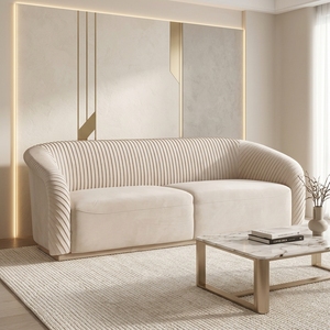Divano Sezionale di Lusso in Velluto Dorato 1-1-4-4, Set da 10 Posti in Quattro Pezzi, Arredamento Imbottito per Soggiorno Moderno - Product Image 5