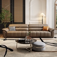Canapé sectionnel en cuir avec éponge à haute résilience pour petit salon et villa, design moderne minimaliste à touches de piano, pieds en bois