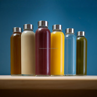 Bouteilles en verre transparentes multi-capacités avec logo personnalisé, réutilisables, pour l'eau potable, avec bouchon à vis en métal, fournitures hôtelières