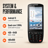 Terminal portable Android PDA 4G LTE avec lecteur de codes-barres pour la livraison, la logistique et les opérations de service sur le terrain