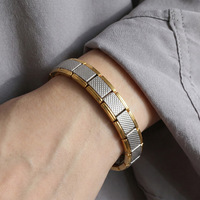 Bracelet extensible texturé en maille pour homme, style montre, en acier inoxydable, flexible, unisexe, résistant à la transpiration, pour usage quotidien, bijoux DIY