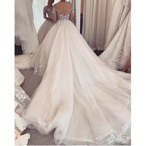 AL1807 abito <span class=keywords><strong>da</strong></span> sposa in pizzo di lusso 2024 elegante con scollo a V <span class=keywords><strong>abiti</strong></span> <span class=keywords><strong>da</strong></span> sera per donne e donne con paillettes di cristallo - Product Image 3