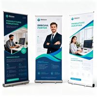 Support publicitaire portable à impression intégrale, bannière déroulante 85x200cm en aluminium, montage sans outil