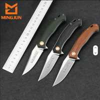 Couteau pliant miniature d'extérieur avec lame en acier D2 revêtue de titane Damas, couteau utilitaire et de camping
