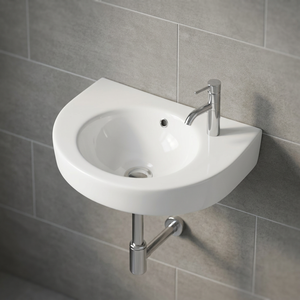 Lavabo de Pared de Cerámica Blanca de Alta Calidad, Diseño Personalizado, Lavabo para Baño, para Proyectos Comerciales de Hoteles, Venta al por Mayor - Product Image 3
