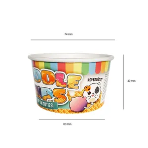 Geri dönüştürülebilir 60 ml 70 ml 80 ml 90 ml dondurma ambalaj 2oz 3oz gelato kağıt bardaklar özel logo baskı