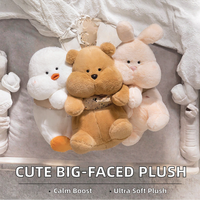Adorables jouets en peluche animaux à grands visages : Canard, Lapin, Ours en peluche mignons, super doux, anti-stress, cadeaux de fête 14+
