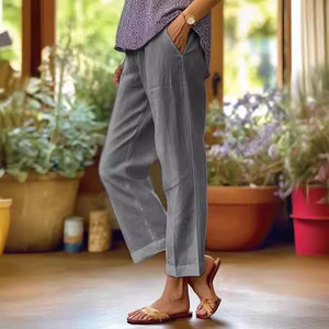 <span class=keywords><strong>Pantalon</strong></span> décontracté pour femmes, <span class=keywords><strong>taille</strong></span> plus, ample, simple, tendance, coupe droite - Product Image 3