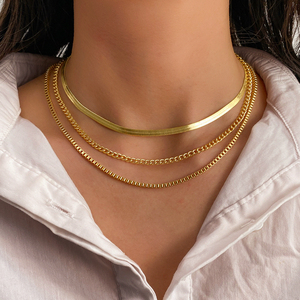 KISSWIFE-Cadena de <span class=keywords><strong>serpiente</strong></span> de lujo, cadena en O, collar de combinación chapado en oro, collar de tres capas, joyería de fiesta - Product Image 1